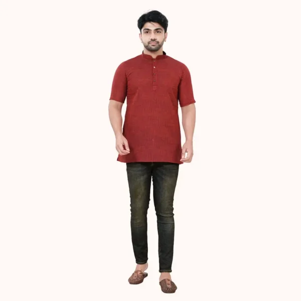 Half Sleeve Cotton Short Kurta - Image 5